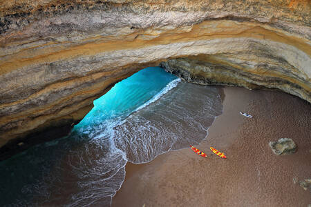 Beach in a sea cave, Algar de Benagil