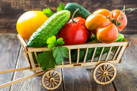 Légumes dans un chariot
