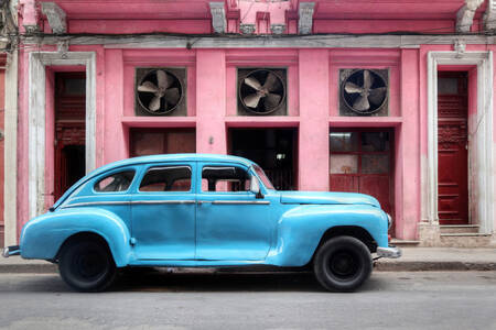 Voiture rétro bleue