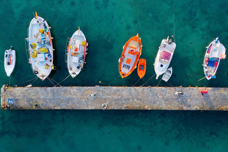 Top view of fishing boats