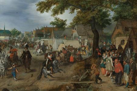 Адриан ван де Вене: "Принцовете Морис и Фредерик Хенри на конния панаир Валкенбурзи"