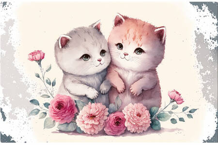 Kittens with flowers