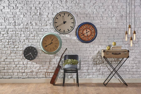 Clock on a brick wall