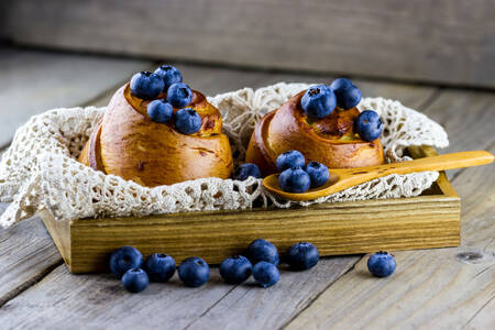 Buns in a wooden tray