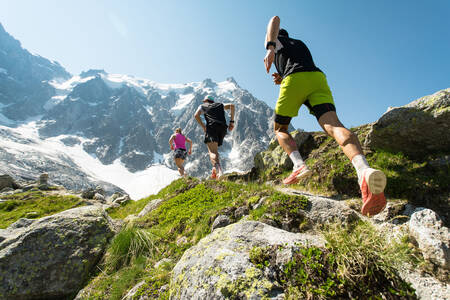 Athletes in the mountains