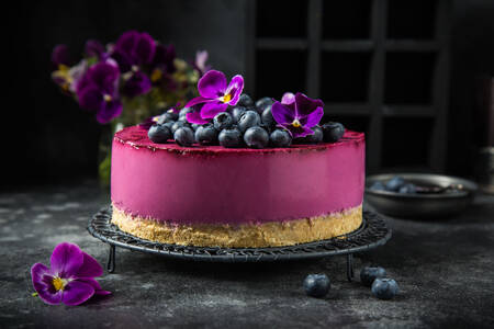 Blueberry and Flower Cheesecake