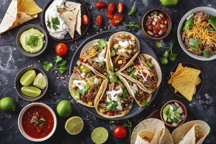 Um prato de tacos mexicanos