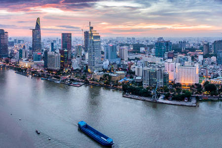 Uitzicht op Hochiminh City