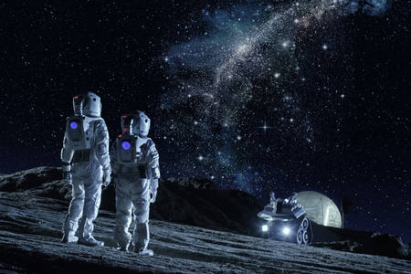 Astronautes sur la lune