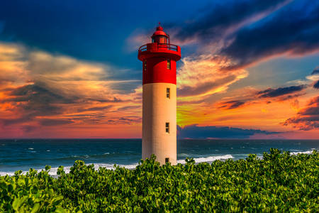 Ummhlanga Rocks Lighthouse at Sunset