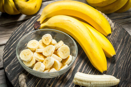 Bananas on a wooden board