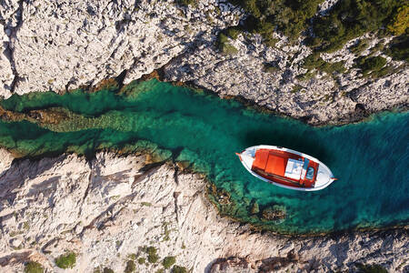 Boat in a narrow canal