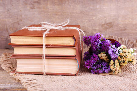 Books and wild flowers