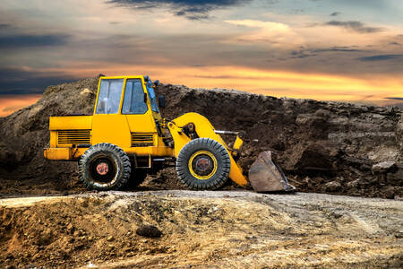 Bulldozer in a quarry