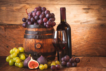 Wein, Trauben und Feigen