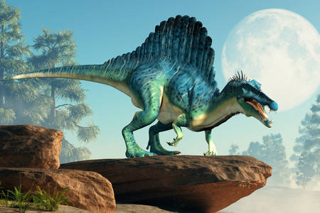 Ayın arka planında Spinosaurus