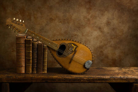 Lute and old books