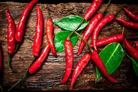 Chili peppers on the table