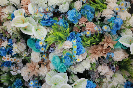 Beyaz ve mavi çiçekler