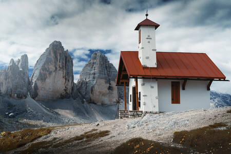 View of the Tre Cime di Lavaredo peaks