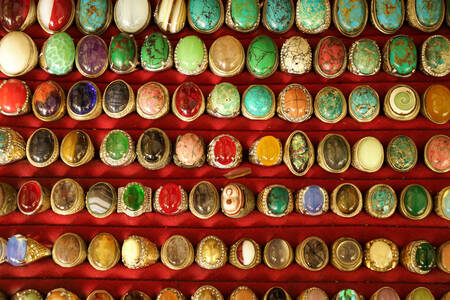 Rings with semi-precious stones