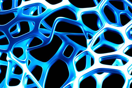 3D-abstractie: blauwe cellen