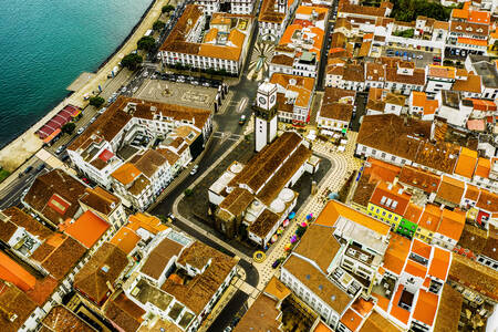 View from above of the city of Ponta Delgada