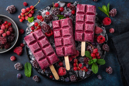 Ice cream with frozen berries