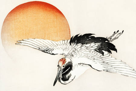 Kōno Bairei: "Lietajúca volavka"