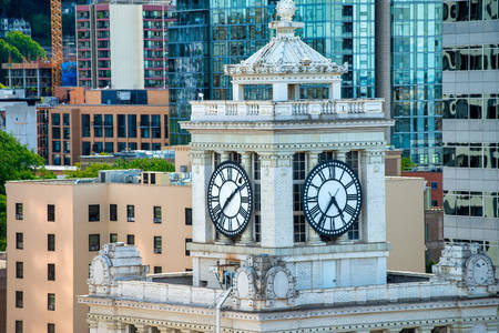 Clock on a building in Portland