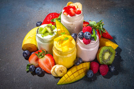 Yogurt and fruits