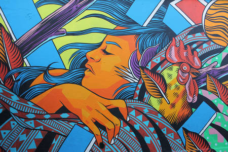 Renkli sokak sanatı grafiti