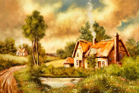 An old house by the pond