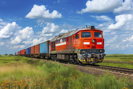 Güterdiesellokomotive mit Containern