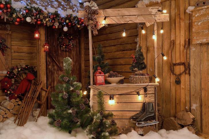Decorated wooden house