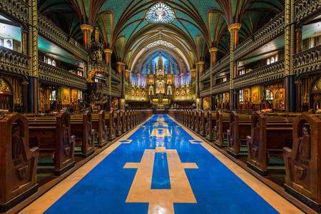 Interieur van de kathedraal van Notre Dame de Montreal