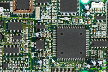 Close-up de uma placa de circuito impresso