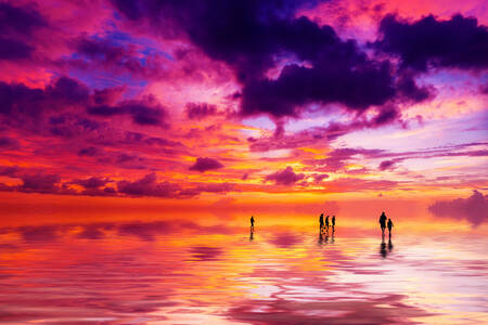 Zonsondergang op het strand