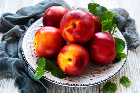 Nectarines on a plate