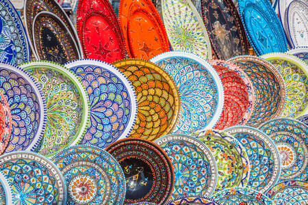 Placas cerâmicas no mercado de Djerba