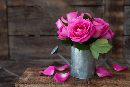 Roses in a watering can