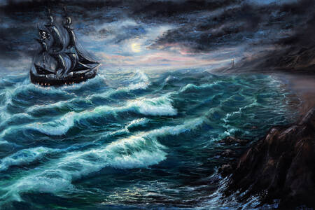 Barco en un mar tormentoso