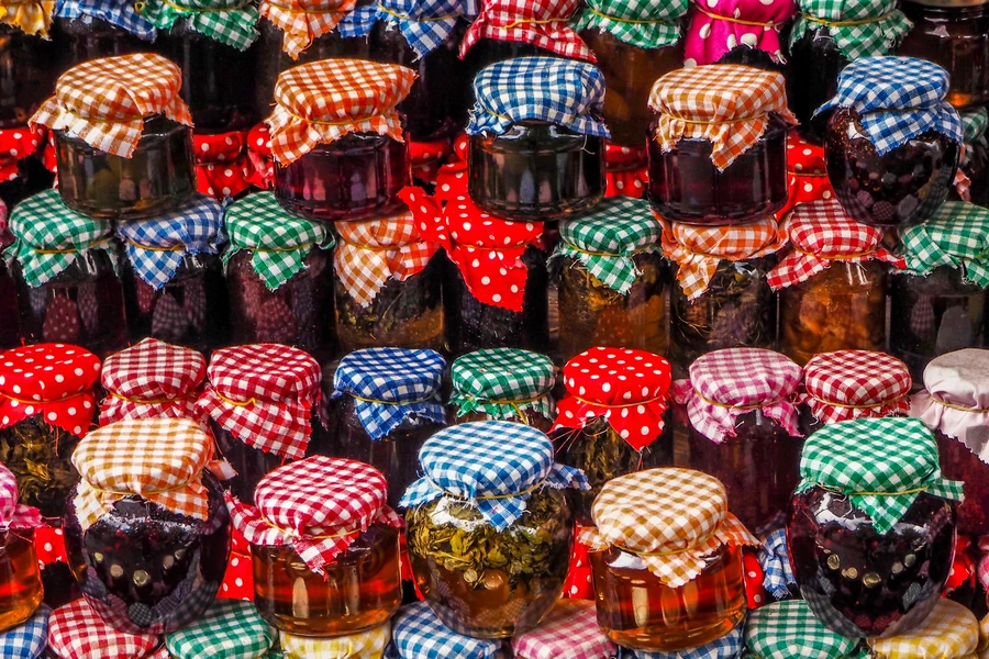 Various jams in jars