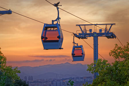 Cable car at sunset