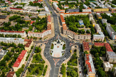 Pohled na náměstí Vítězství v Minsku
