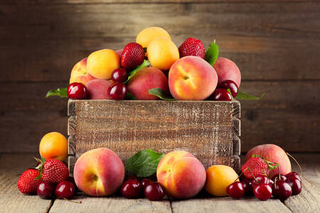 Baies et fruits dans une boîte