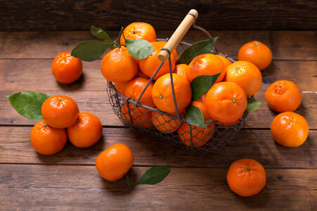 Ripe tangerines on the table