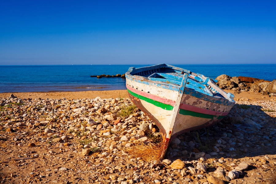 Boat on the coast of Agrigento
