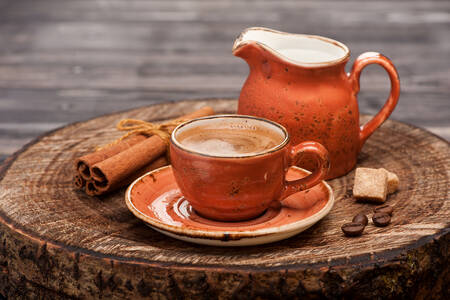 Coffee with cinnamon and milk