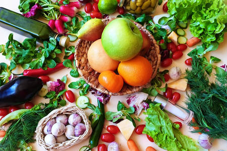 Válogatott zöldségek és gyümölcsök